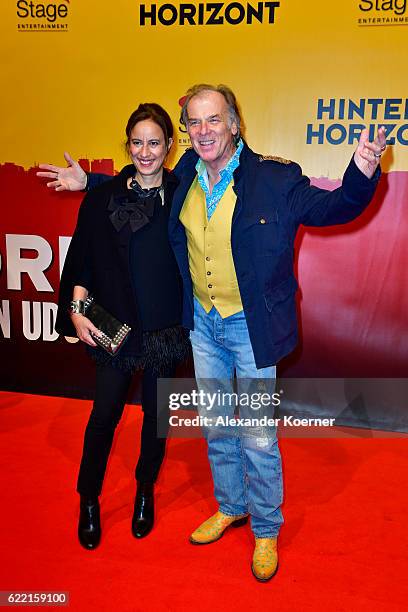 Djamila Mendil and Wolfgang Fierek attends the red carpet at the Hinterm Horizont Musical premiere at Stage Operretenhaus on November 10, 2016 in...