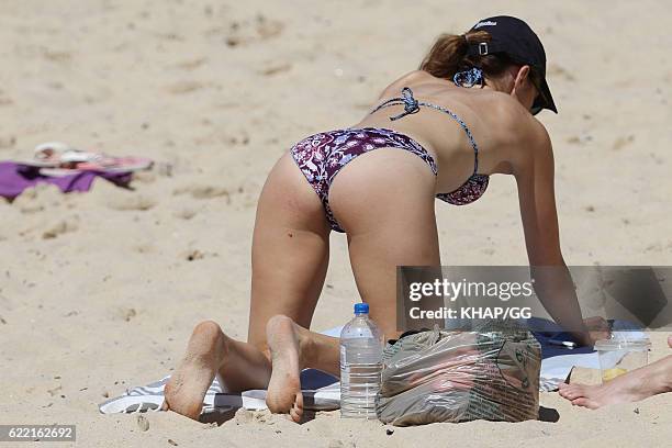 Demi Harman pictured enjoying a beach outing on October 15, 2016 in Sydney, Australia.