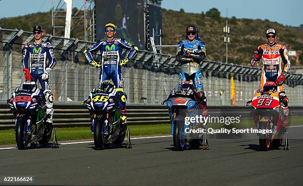 Jorge Lorenzo of Spain and Movistar Yamaha MotoGP, Valentino Rossi of Italy and Movistar Yamaha MotoGP, Jack Miller of Australia and Estrella Galicia...