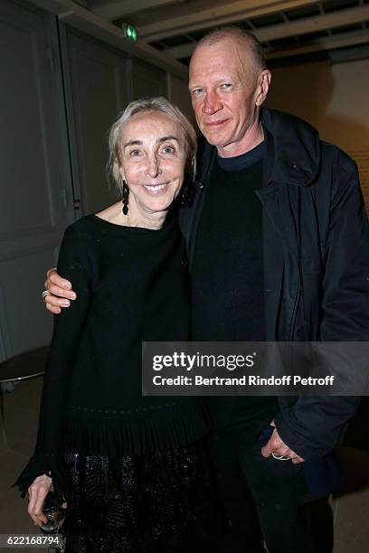 Carla Sozzani and her companion Contemporary Artist Kris Ruhs attend the Carla Sozzani : "Entre l'Art et la Mode" Photo Exhibition at Azzedine Alaia...