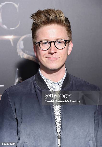 Tyler Oakley attends the "Fantastic Beasts And Where To Find Them" World Premiere at Alice Tully Hall, Lincoln Center on November 10, 2016 in New...