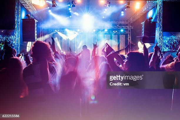 psychedelic concert crowd - feestje stockfoto's en -beelden