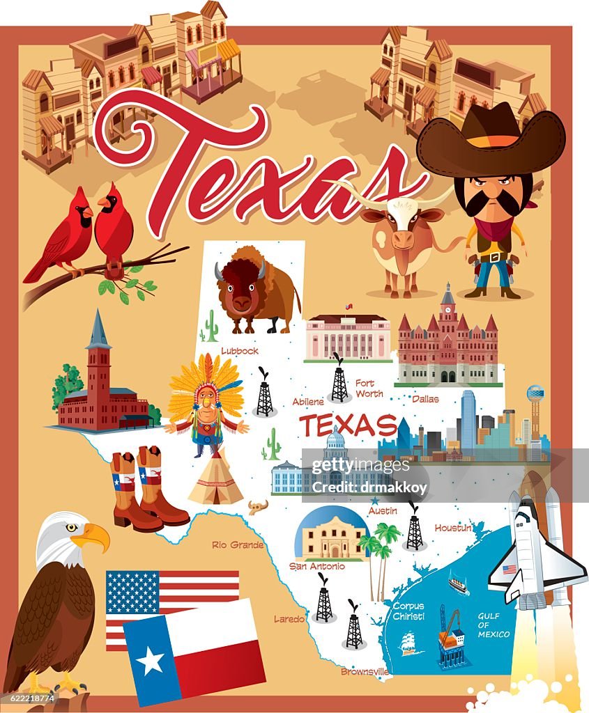 Cartoon map of TEXAS
