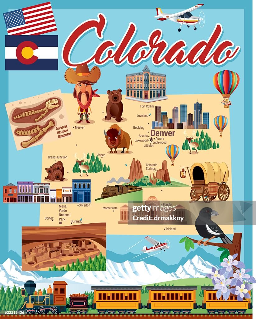 Cartoon map of COLORADO