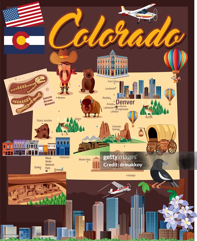 Cartoon map of COLORADO