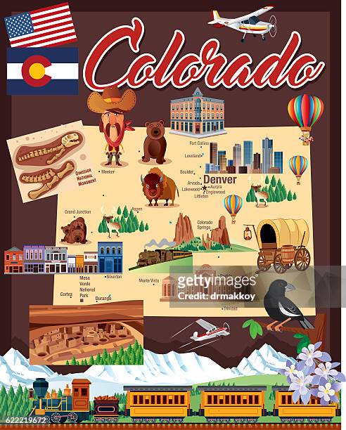 cartoon map of colorado - douglas county colorado stock illustrations
