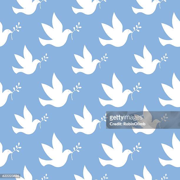 stockillustraties, clipart, cartoons en iconen met peace dove seamless pattern - peace dove