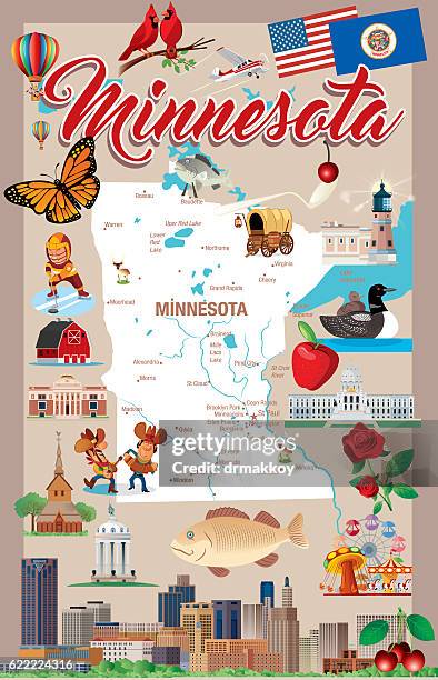 cartoon map of minnesota - mississippi stock illustrations