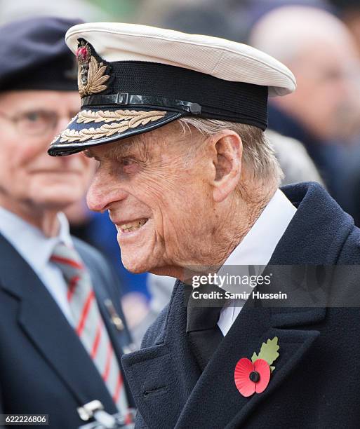 Prince Philip, Duke of Edinburgh visits the Fields of Remembrance at Westminster Abbey on November 10, 2016 in London, England.