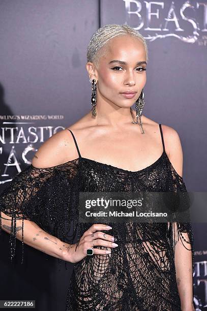 Zoe Kravitz attends the "Fantastic Beasts And Where To Find Them" World Premiere at Alice Tully Hall, Lincoln Center on November 10, 2016 in New York...