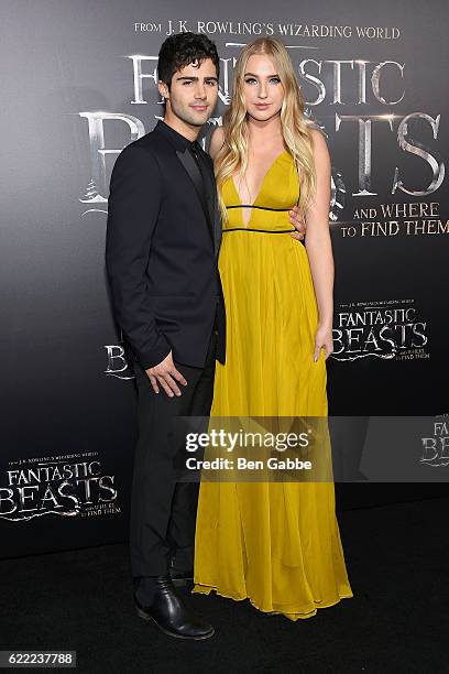 Actor Max Ehrich and actress Veronica Dunne attend the 'Fantastic Beasts And Where To Find Them' World Premiere at Alice Tully Hall, Lincoln Center...