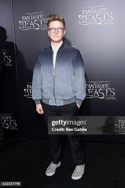 Humorist Tyler Oakley attends the 'Fantastic Beasts And Where To Find Them' World Premiere at Alice Tully Hall, Lincoln Center on November 10, 2016...