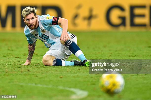 Messi of Argentina a match between Brazil and Argentina as part 2018 FIFA World Cup Russia Qualifier at Mineirao stadium on November 10, 2016 in Belo...