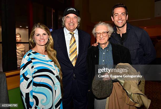 Bonnie Comley, Stewart F. Lane, Sheldon Harnick and Zachary Levi attend the BroadwayHD First Anniversary Party at AMC Empire Theatre on November 10,...