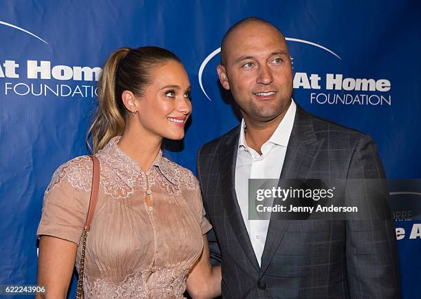 Hannah Davis and Derek Jeter attend 14th Annual Joe Torre Safe At Home Foundation Celebrity Gala at Cipriani 25 Broadway on November 10, 2016 in New...