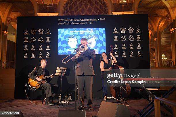 Musicians perform at 2016 Gala Opening for World Chess Championship at The Plaza Hotel on November 10, 2016 in New York City.