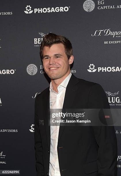 Reigning Chess Champion Magnus Carlsen attends 2016 Gala Opening for World Chess Championship at The Plaza Hotel on November 10, 2016 in New York...