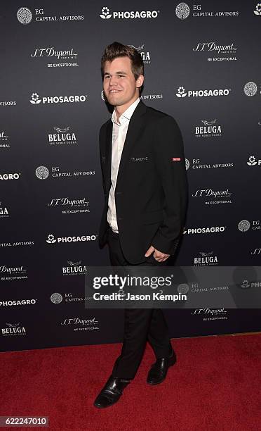 Reigning Chess Champion Magnus Carlsen attends 2016 Gala Opening for World Chess Championship at The Plaza Hotel on November 10, 2016 in New York...