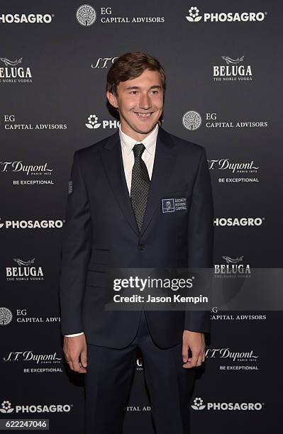 Chess grandmaster Sergey Karjakin attends 2016 Gala Opening for World Chess Championship at The Plaza Hotel on November 10, 2016 in New York City.