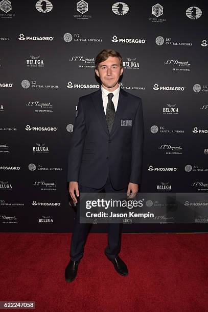 Chess grandmaster Sergey Karjakin attends 2016 Gala Opening for World Chess Championship at The Plaza Hotel on November 10, 2016 in New York City.