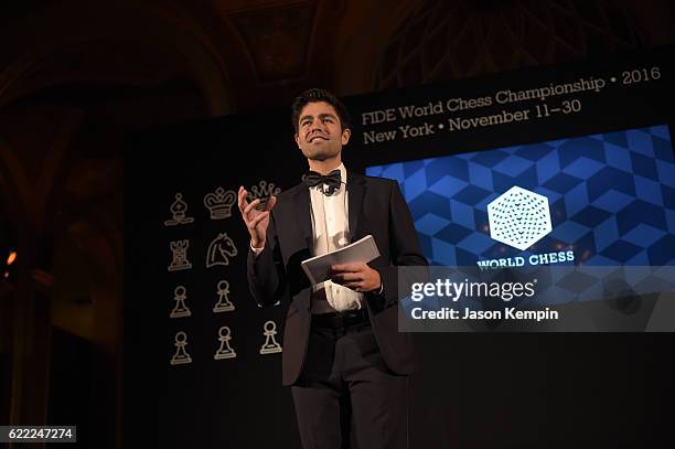 Actor, host Adrian Grenier speaks at 2016 Gala Opening for World Chess Championship at The Plaza Hotel on November 10, 2016 in New York City.