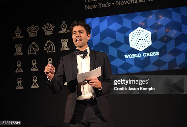 Actor, host Adrian Grenier speaks at 2016 Gala Opening for World Chess Championship at The Plaza Hotel on November 10, 2016 in New York City.