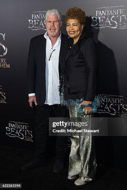 Actor Ron Perlman and Opal Perlman attend the "Fantastic Beasts And Where To Find Them" world premiere at Alice Tully Hall, Lincoln Center on...