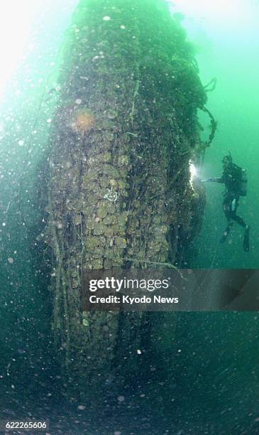 Onagawa, Japan - Photo taken with a fisheye lens on July 12, 2013 at about 25 meters deep in the Pacific Ocean off Onagawa, Miyagi Prefecture, shows...