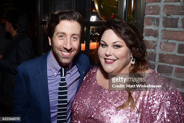 Actors Simon Helberg and Chrissy Metz attend the Hollywood Foreign Press Association and InStyle celebrate the 2017 Golden Globe Award Season at...