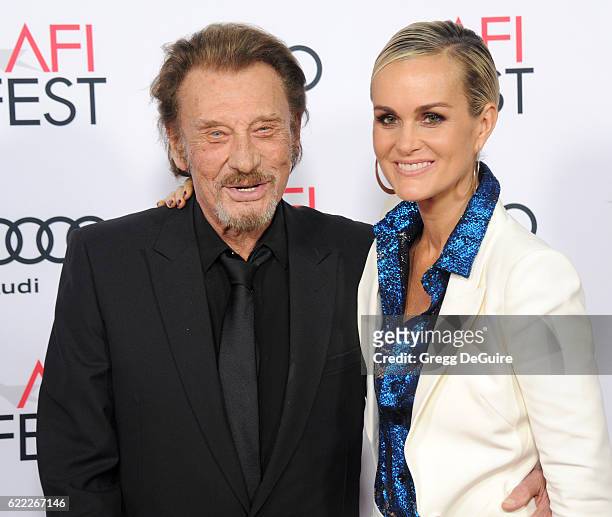 Singer Johnny Hallyday and actress/wife Laeticia Hallyday arrive at AFI FEST 2016 Presented By Audi - Opening Night - Premiere Of 20th Century Fox's...