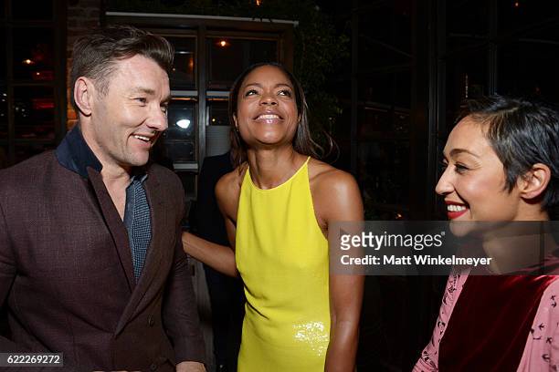 Actors Joel Edgerton, Naomie Harris, and Ruth Negga attend the Hollywood Foreign Press Association and InStyle celebrate the 2017 Golden Globe Award...