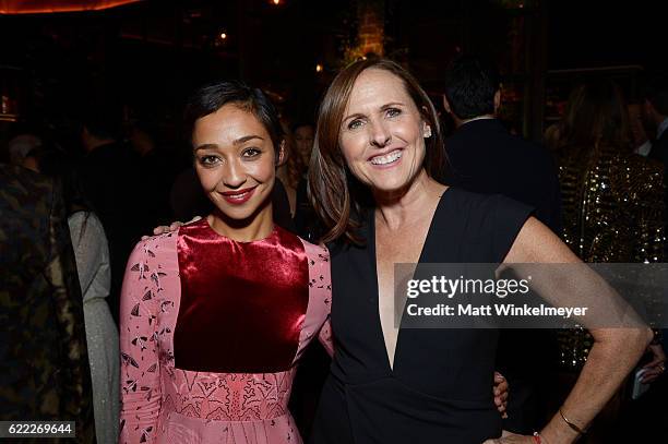 Ruth Negga and Molly Shannon attend the Hollywood Foreign Press Association and InStyle celebrate the 2017 Golden Globe Award Season at Catch LA on...