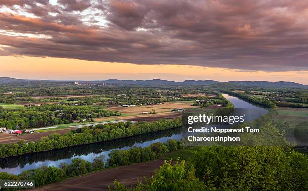 connecticut river overlook, massachusetts, usa - amherst massachusetts stock pictures, royalty-free photos & images