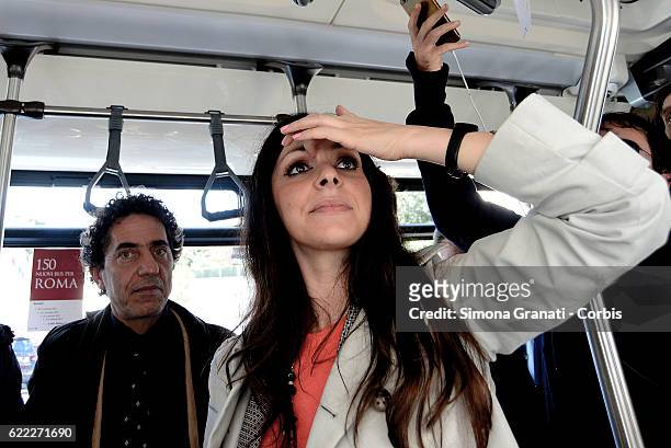 The councilor for mobility Linda Meleo traveling by bus during the presentation of the first 25 of 150 new buses purchased from the Capitol,on...