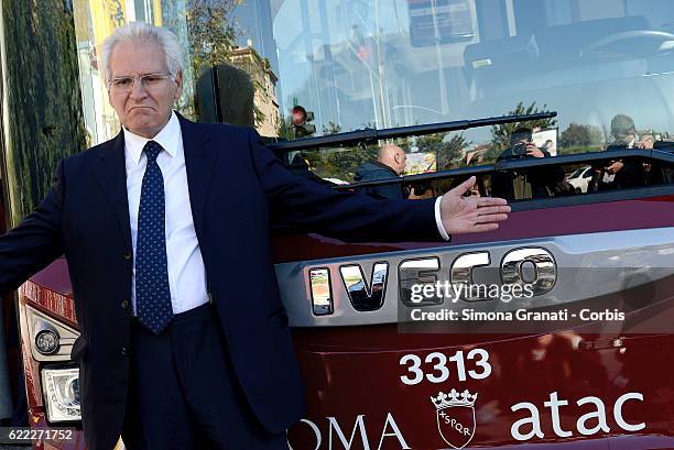 Of ATAC Manuel Fantasia during the presentation of the first 25 of 150 new buses purchased from the Capitol,on November 9, 2016 in Rome, Italy.