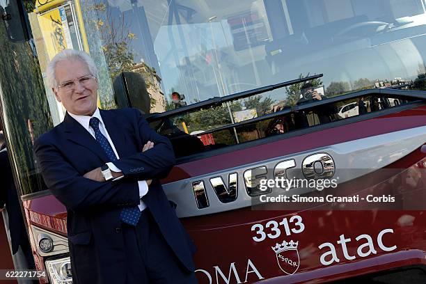 Of ATAC Manuel Fantasia during the presentation of the first 25 of 150 new buses purchased from the Capitol,on November 9, 2016 in Rome, Italy.