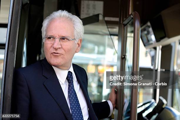 Of ATAC Manuel Fantasia during the presentation of the first 25 of 150 new buses purchased from the Capitol,on November 9, 2016 in Rome, Italy.