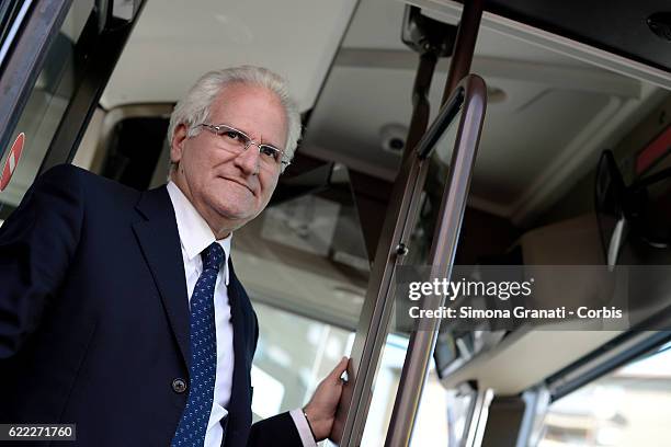 Of ATAC Manuel Fantasia during the presentation of the first 25 of 150 new buses purchased from the Capitol,on November 9, 2016 in Rome, Italy.