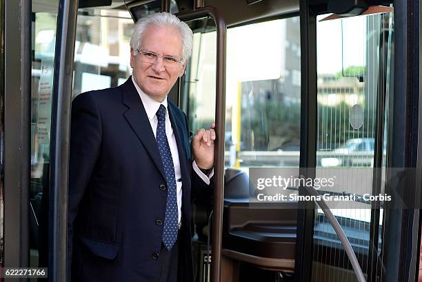 Of ATAC Manuel Fantasia during the presentation of the first 25 of 150 new buses purchased from the Capitol,on November 9, 2016 in Rome, Italy.