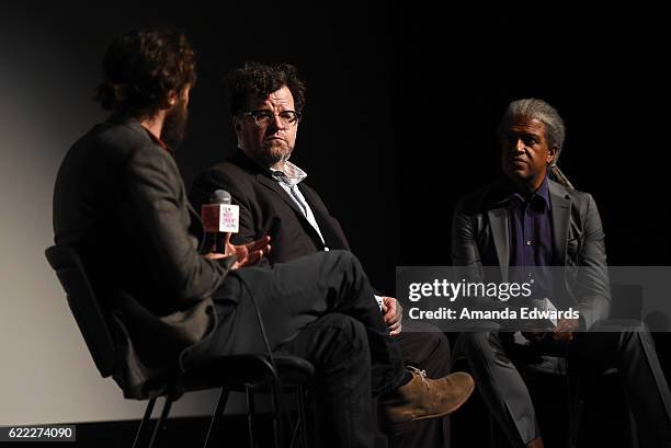 Actor Casey Affleck, writer and director Kenneth Lonergan and Film Independent at LACMA film curator Elvis Mitchell attend the Film Independent at...