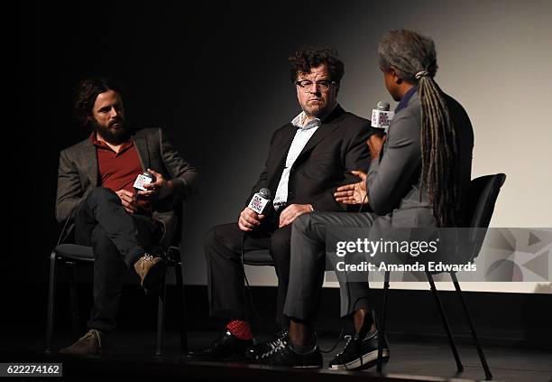 Actor Casey Affleck, writer and director Kenneth Lonergan and Film Independent at LACMA film curator Elvis Mitchell attend the Film Independent at...