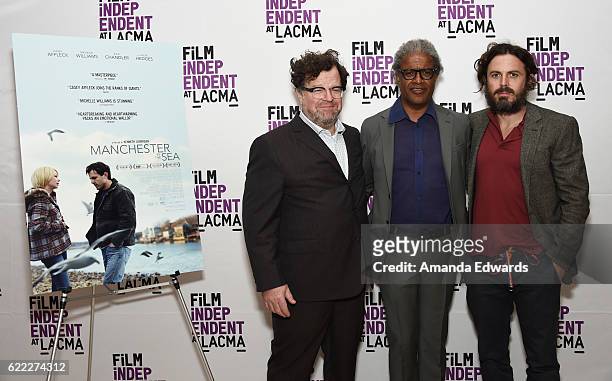 Writer and director Kenneth Lonergan, Film Independent at LACMA film curator Elvis Mitchell and actor Casey Affleck attend the Film Independent at...