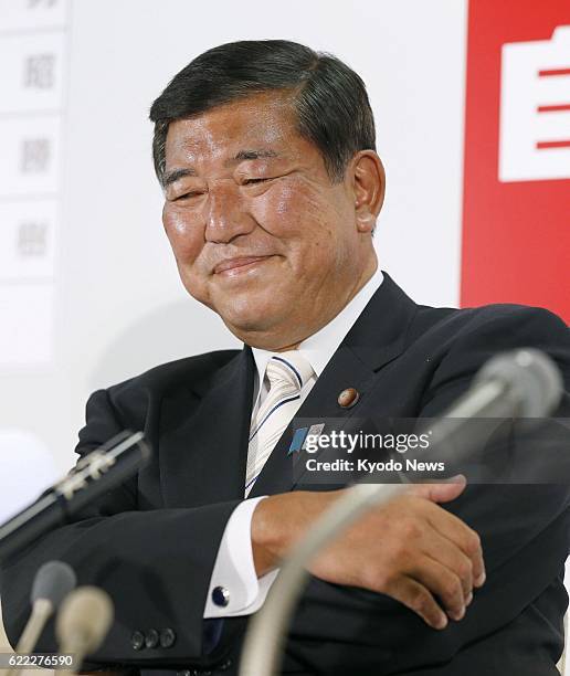 Japan - Shigeru Ishiba, secretary general of the ruling Liberal Democratic Party, is pictured at the party's headquarters in Tokyo as media...