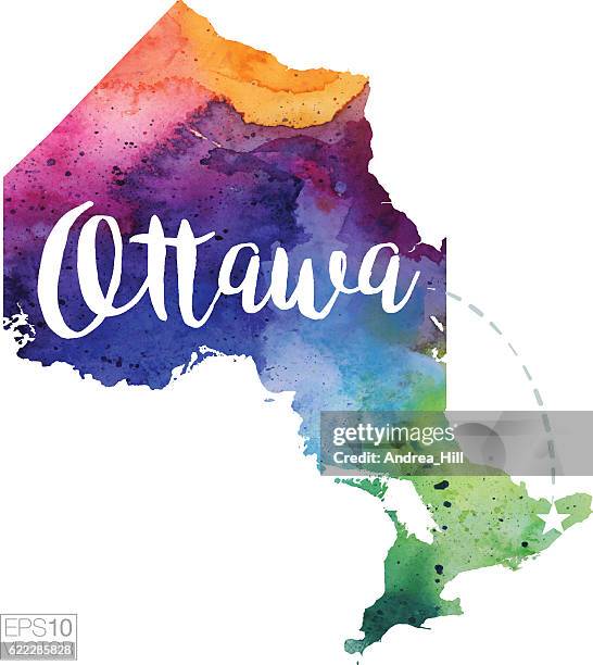 ottawa, ontario vector watercolor map - manitoulin island stock illustrations