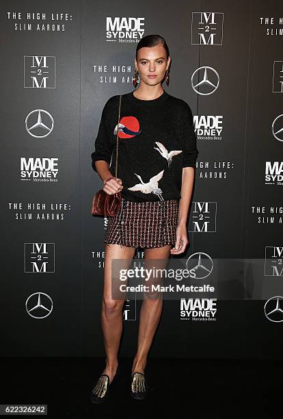 Montana Cox arrives ahead of the premiere of The High Life: Slim Aarons during MADE Sydney at Carriageworks on November 11, 2016 in Sydney, Australia.