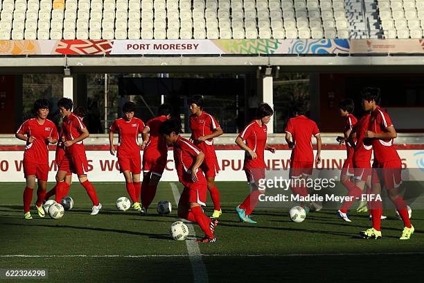 Port Moresby, PNG Members of Korea DPR in action during a training session in the lead up to the FIFA U-20 Women's World Cup Papua New Guinea 2016 on...