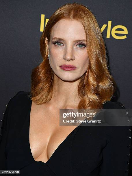 Jessica Chastain arrives at the Hollywood Foreign Press Association And InStyle Celebrate The 2017 Golden Globe Award Season at Catch LA on November...