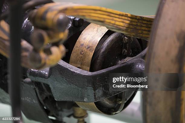 Oktogon-Elektromotor sits inside the Egger-Lohner-Elektromobil electric powered carriage, developed by Ferdinand Porsche in 1898, in the Porsche...