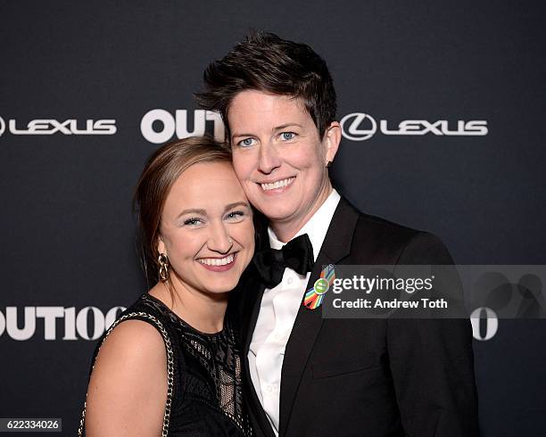 Hannah Willard and Amanda Dorsett attend the 2016 OUT100 Gala at Metropolitan West on November 10, 2016 in New York City.