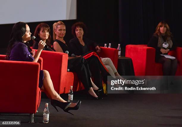 Actress Lana McKissack, STARZ Senior VP of Original Programming Karen Bailey, filmmaker Victoria Mahoney, film producer Stephanie Allain, and The...